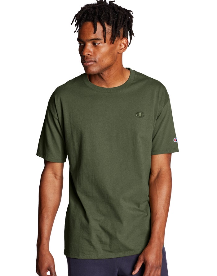 Champion Mens T-Shirt NZ - Classic Jersey Olive ( 0961-YQDAK )